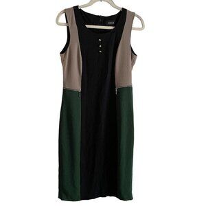 NISSA Women 12 Colorblock Mixed Media Sleeveless Knee Length Sheath Dress